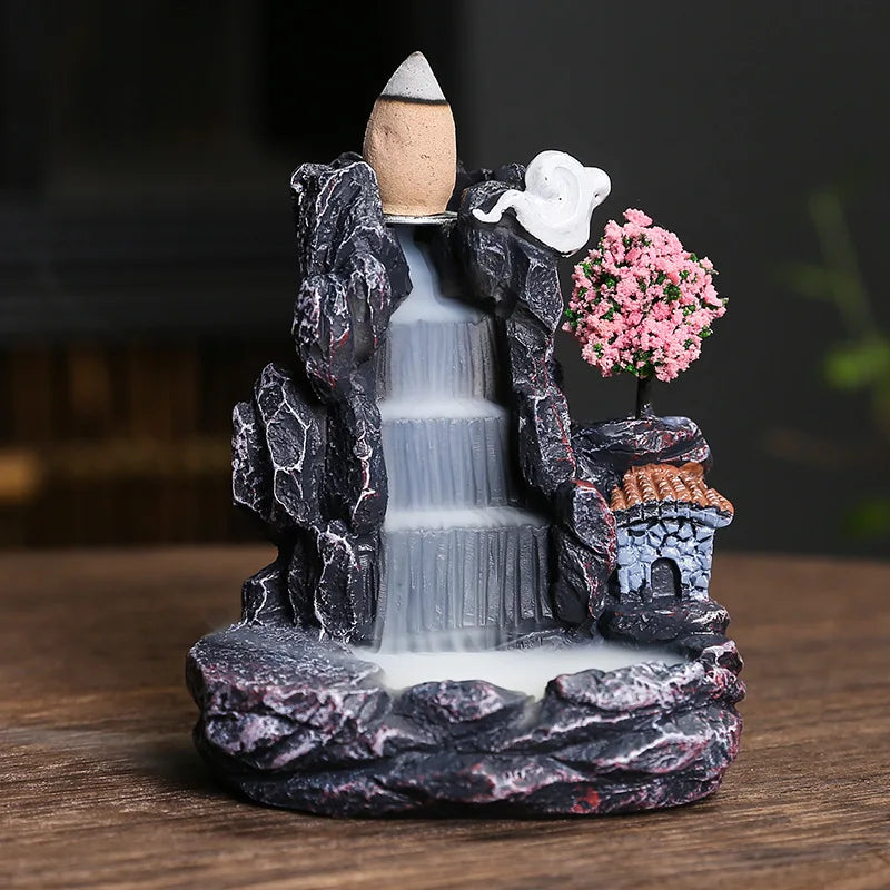 Suporte de incenso com fluxo reverso, queimador de incenso em cascata, decoração para casa, ornamento de aromaterapia, cones com fluxo reverso