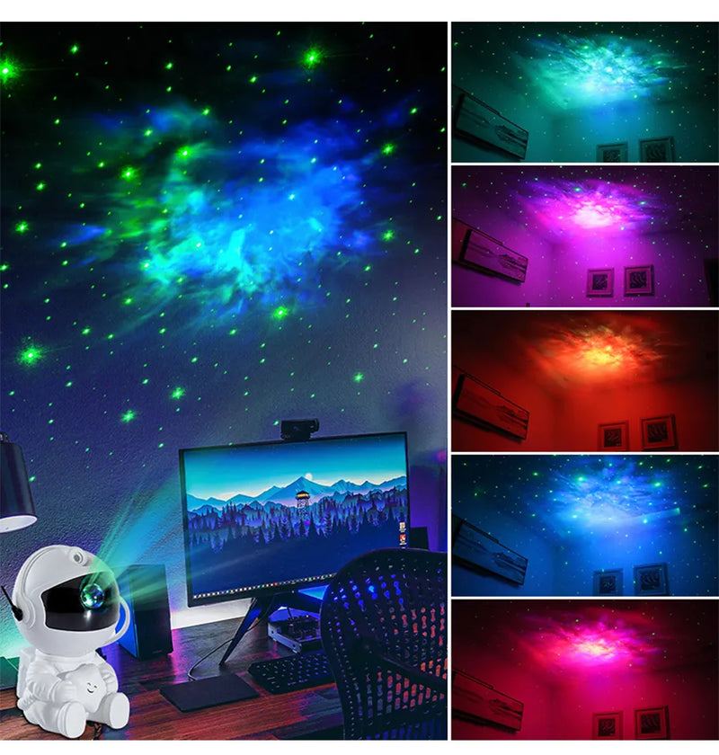 Projetor Astronauta Galáxia Nebulosa LED